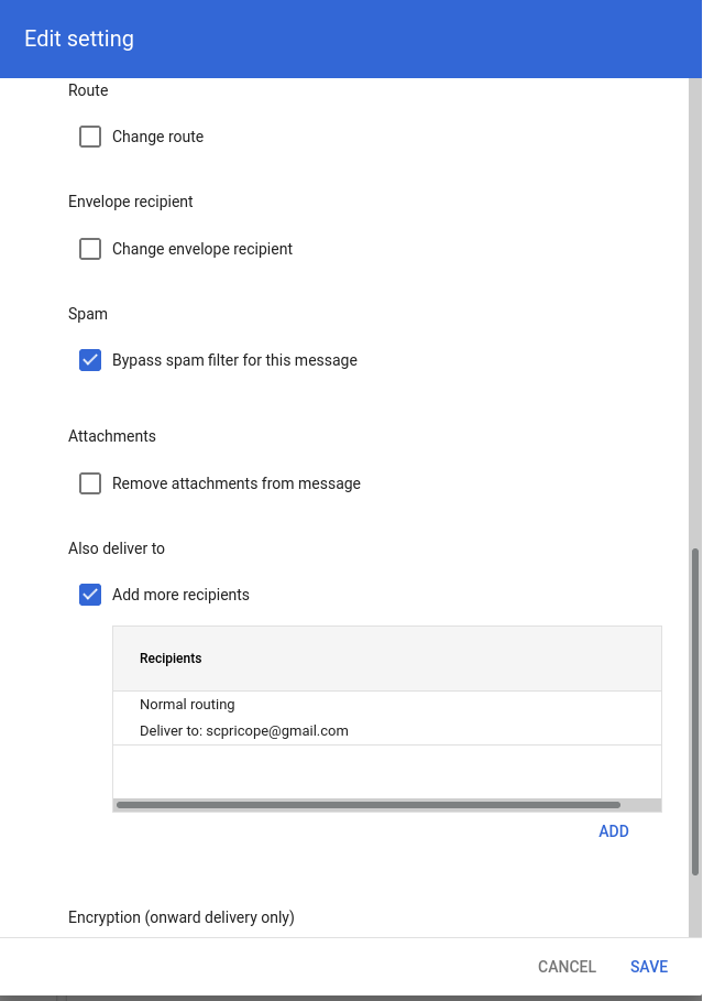 Workspace email routing rule part 2